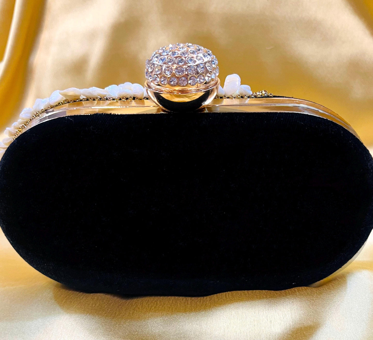 Elegant and Beautiful Black and White Oval Clutch Box Bag for Wedding | Parties | Cocktail | Prom | Gift