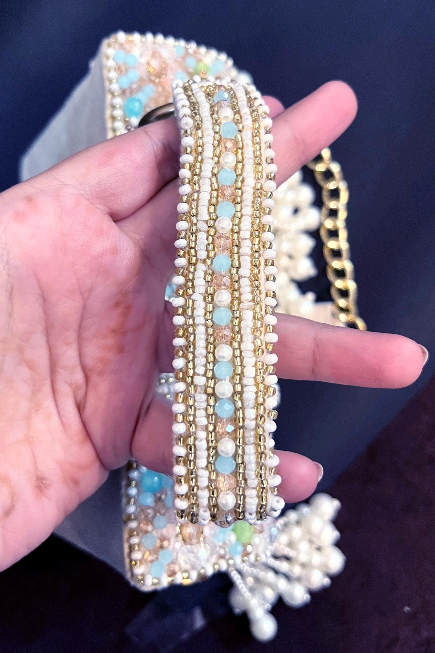 Handmade Beaded Pearl Fringe Clutch Bag | Mermaid Box Bag | Designer Wedding Handbag | Bridal Party Purse with Chain Strap | Luxury Evening Shoulder Bag