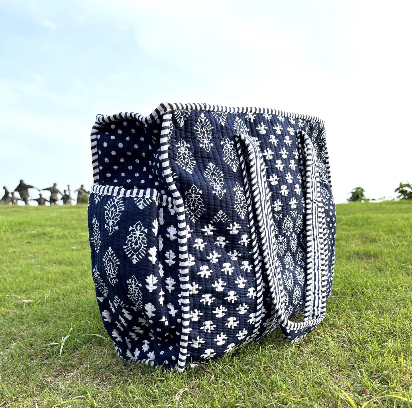 Beautiful Hand-Crafted Hand Block Printed Cotton Quilted Premium Tote Bag | Travel Bags | Premium bags | Grocery Bag | Shopping Bag