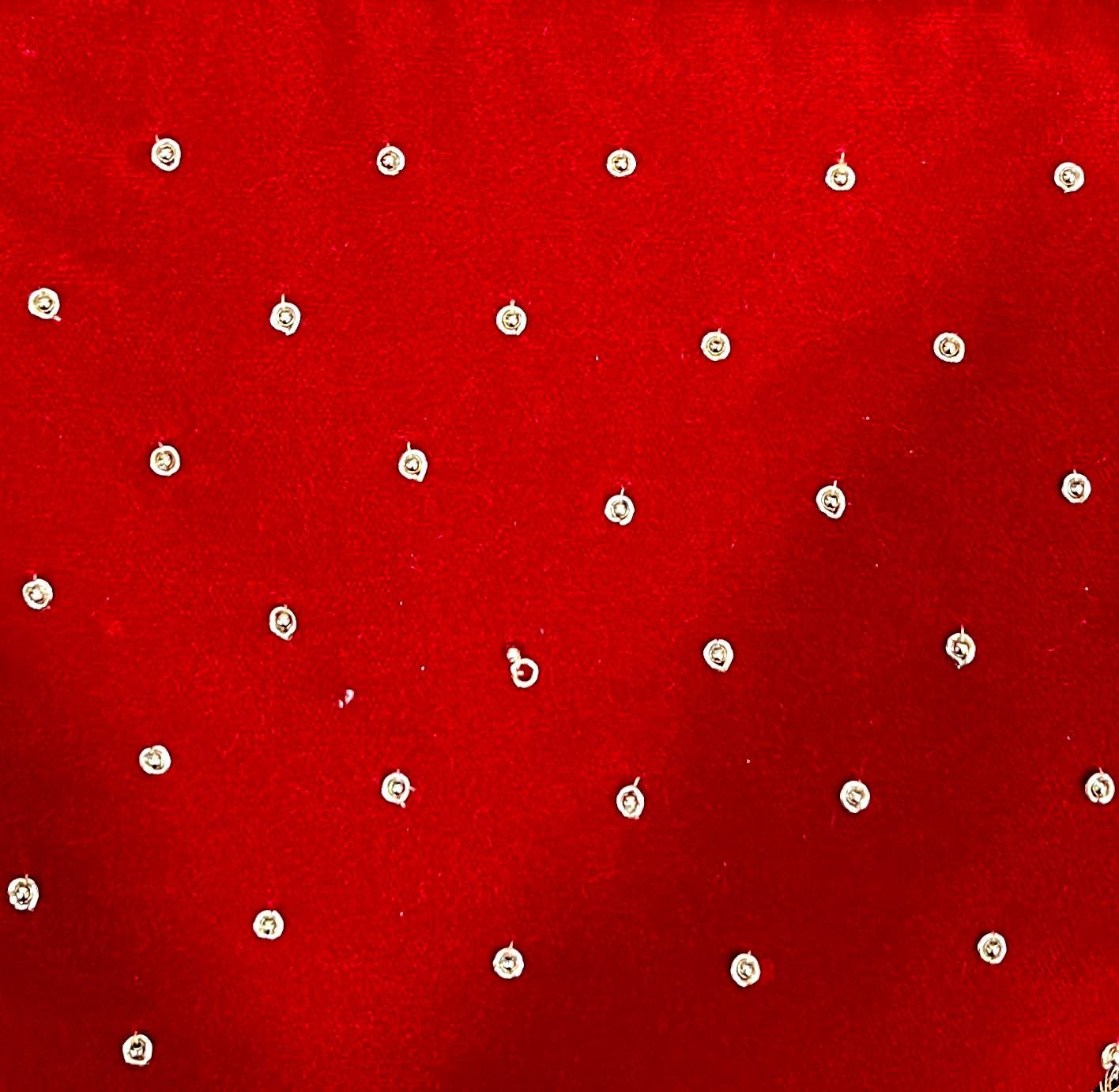 Mahroon Designer Zardosi Work Potli Bag With Drawstring Pattern and Tassels Wedding Favor Party Bridal Potli Purse Batawa Bag Wristlet