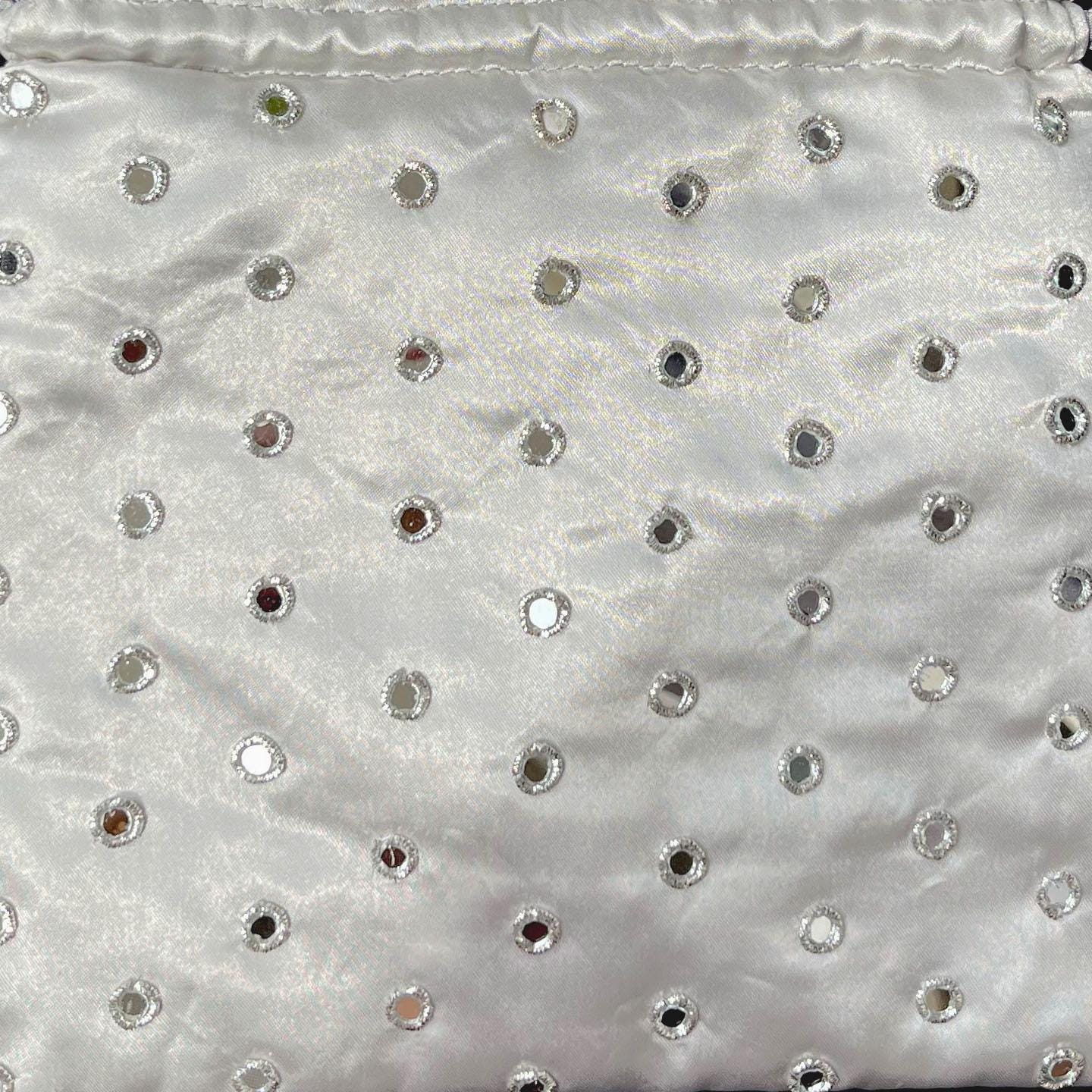 Silver Mirror Work Potli Bag | Handmade Bridal Wedding Purse | Indian Purse | Halloween gift