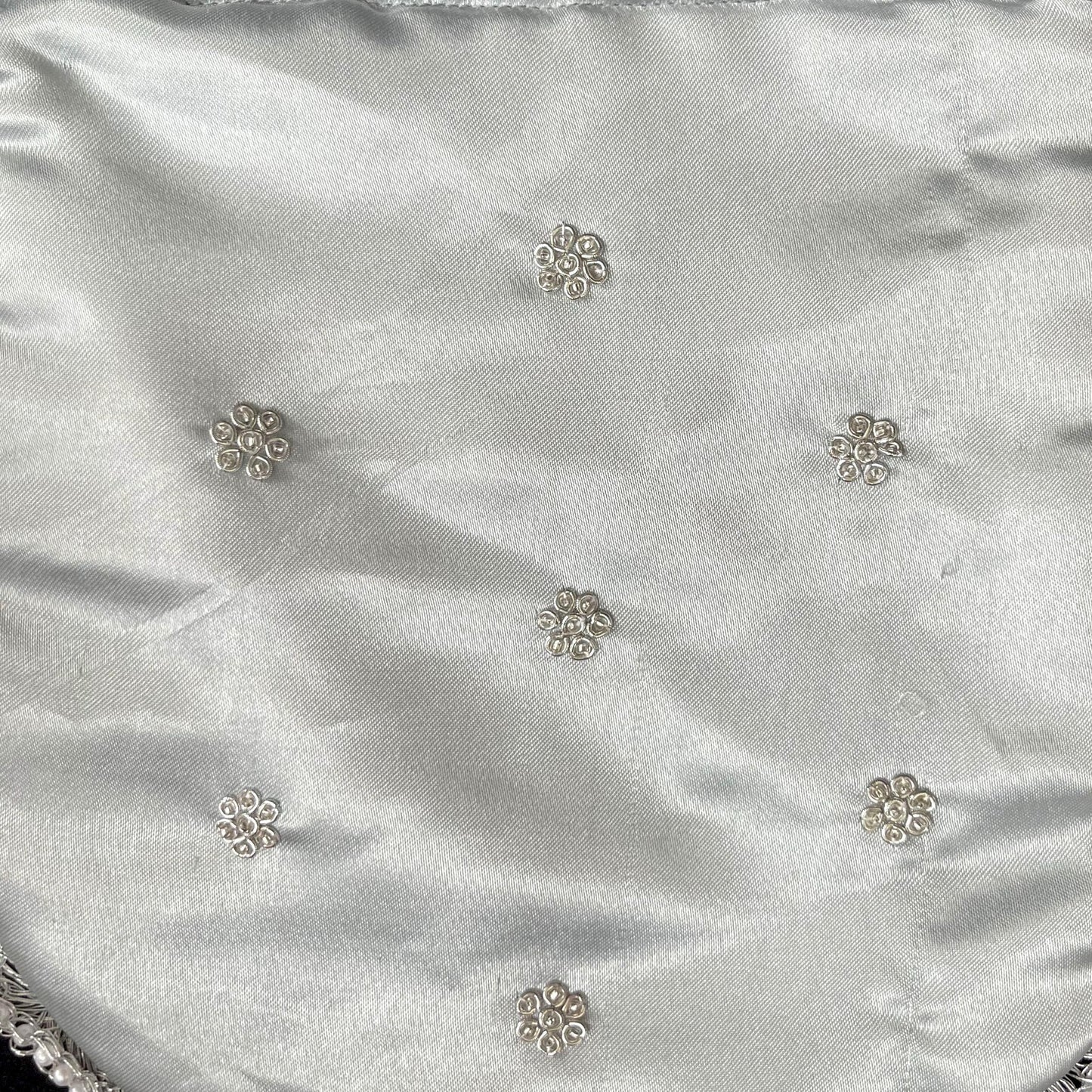 Silver Embroidered Potli Bag: Beaded Indian Wedding Clutch
