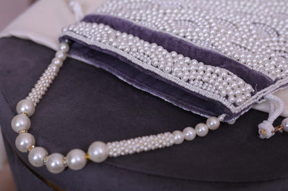 Luxury Pearl Beaded Bridal Potli Bag – Handmade Wedding Clutch Purse for Bride & Evening Party