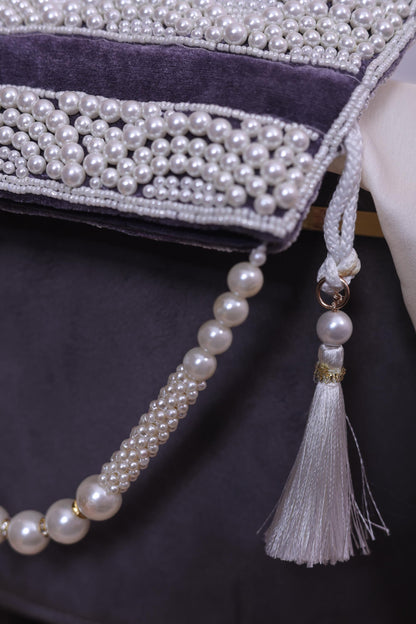 Luxury Pearl Beaded Bridal Potli Bag – Handmade Wedding Clutch Purse for Bride & Evening Party