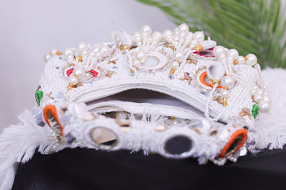 Statement Pearl Beaded Handbag – Designer Embellished Party Clutch with Tassels