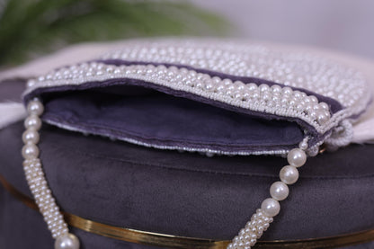 Luxury Pearl Beaded Bridal Potli Bag – Handmade Wedding Clutch Purse for Bride & Evening Party