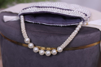 Luxury Pearl Beaded Bridal Potli Bag – Handmade Wedding Clutch Purse for Bride & Evening Party
