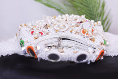 Statement Pearl Beaded Handbag – Designer Embellished Party Clutch with Tassels