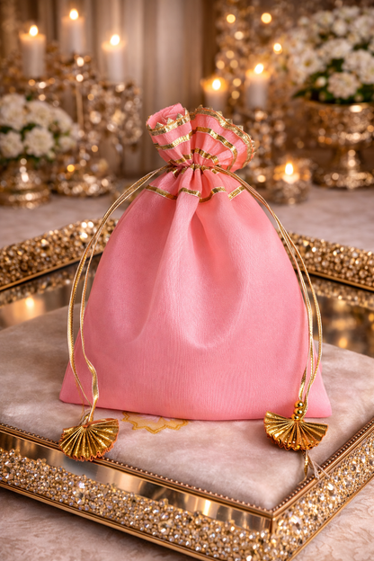 Elegant Luxury Drawstring Wedding Favor Bags with drawstring closure – Elegant Gift Pouches. Perfect reusable gift packaging for weddings, bridal showers, and party favors.