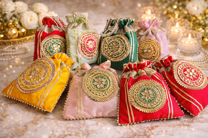Gota Patti Embroidered Wedding Favor Potli Bags | Wedding | Favors | Festive | Gifting