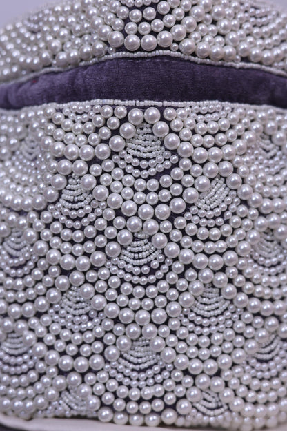 Luxury Pearl Beaded Bridal Potli Bag – Handmade Wedding Clutch Purse for Bride & Evening Party