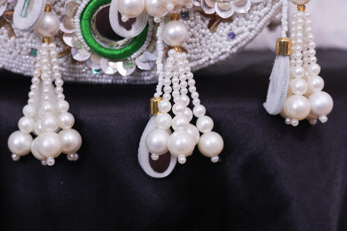 Statement Pearl Beaded Handbag – Designer Embellished Party Clutch with Tassels