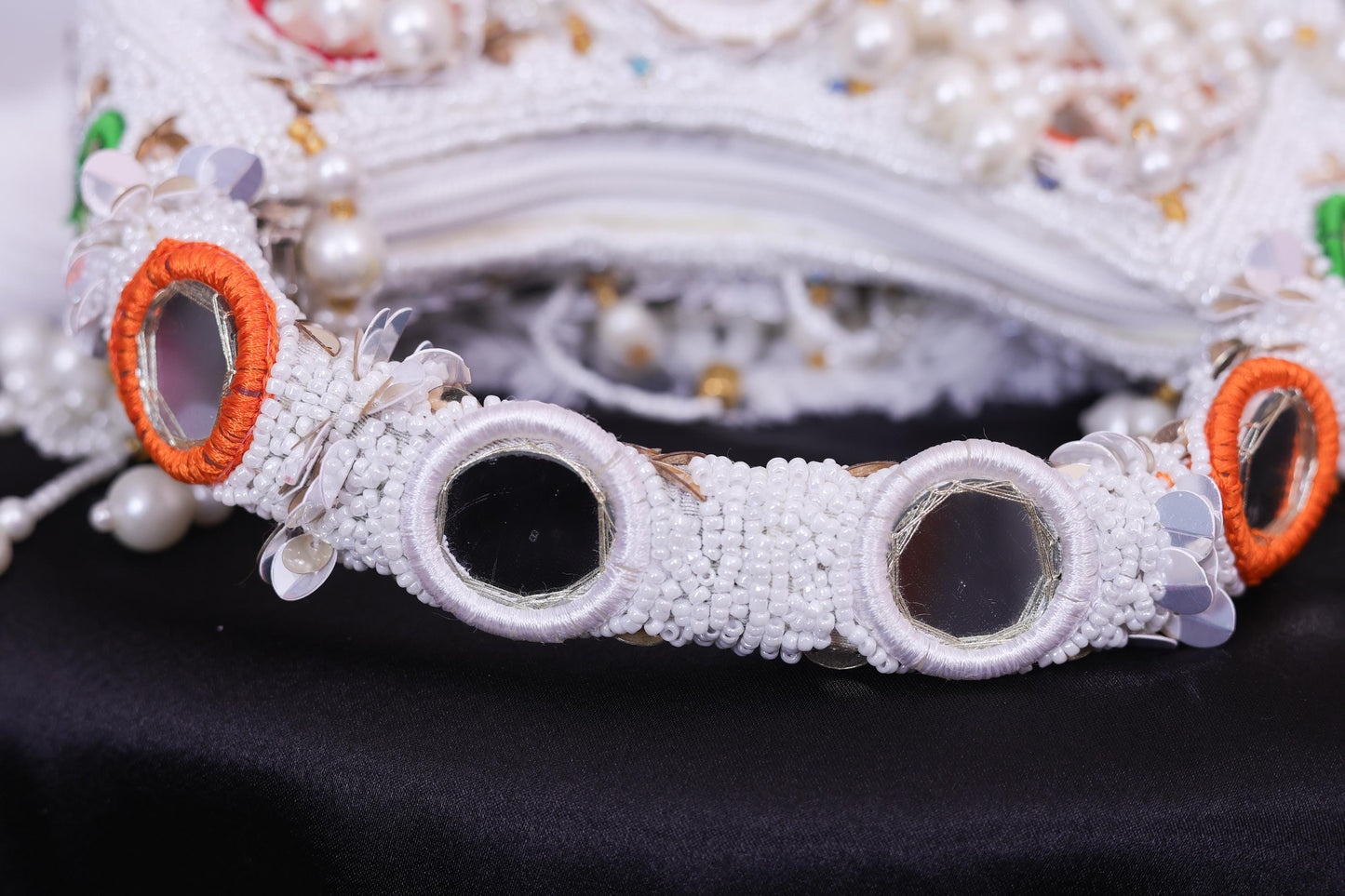 Statement Pearl Beaded Handbag – Designer Embellished Party Clutch with Tassels