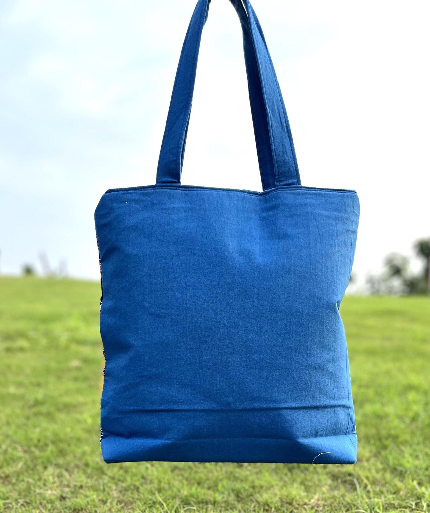 Handmade Ajrakh Print Tote Bag: Cotton Patchwork Shoulder Bag