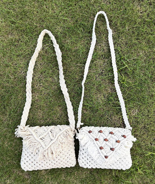 Handcrafted Macrame Crossbody Bag: Boho Cotton Sling Bag