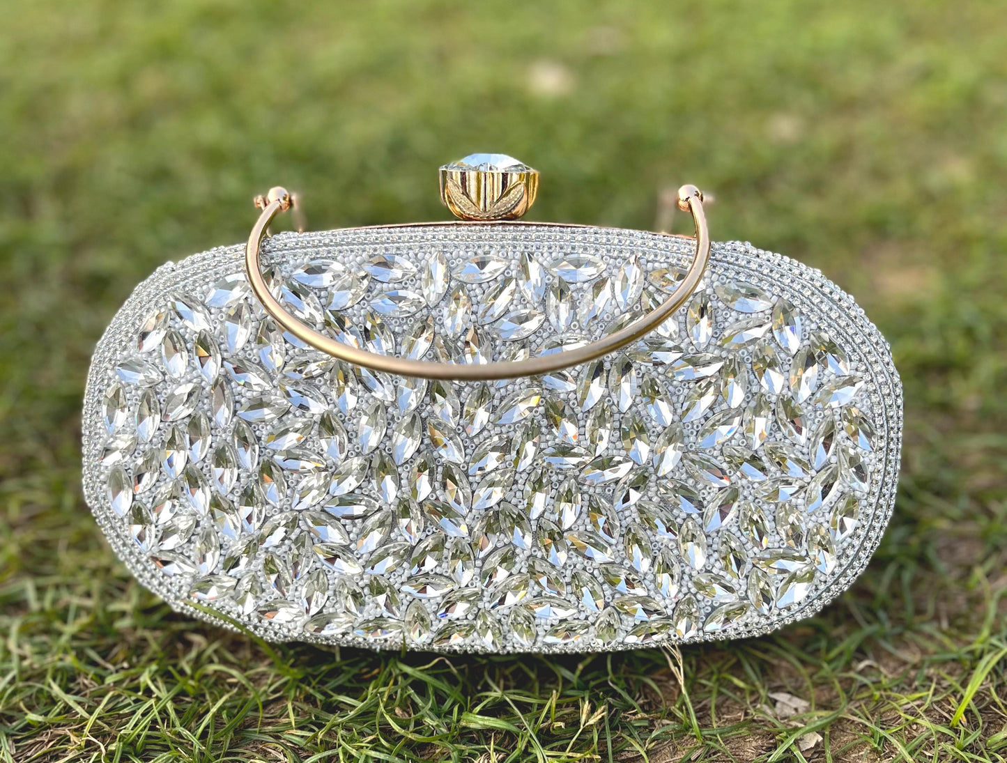 Designer Stone Work Clutch for Wedding/ Party/ Bridal/ Evening Bag