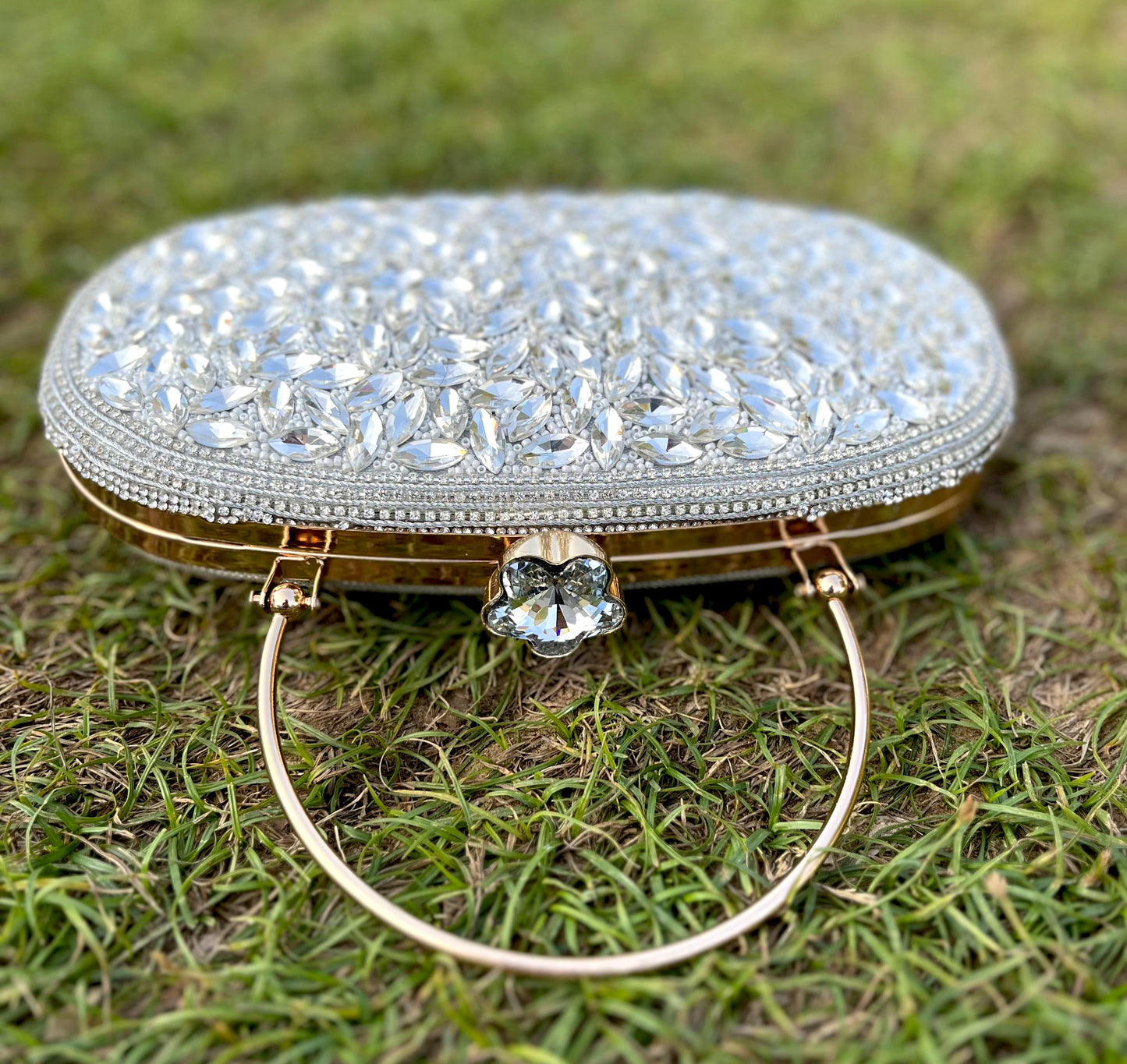 Designer Stone Work Clutch for Wedding/ Party/ Bridal/ Evening Bag