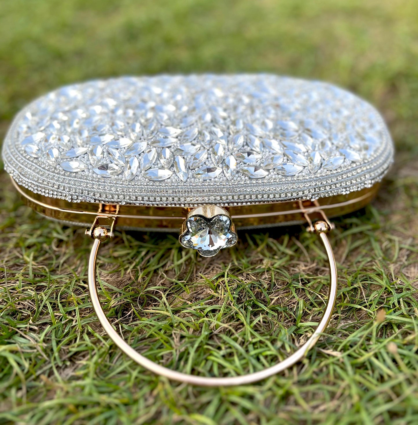 Designer Stone Work Clutch for Wedding/ Party/ Bridal/ Evening Bag