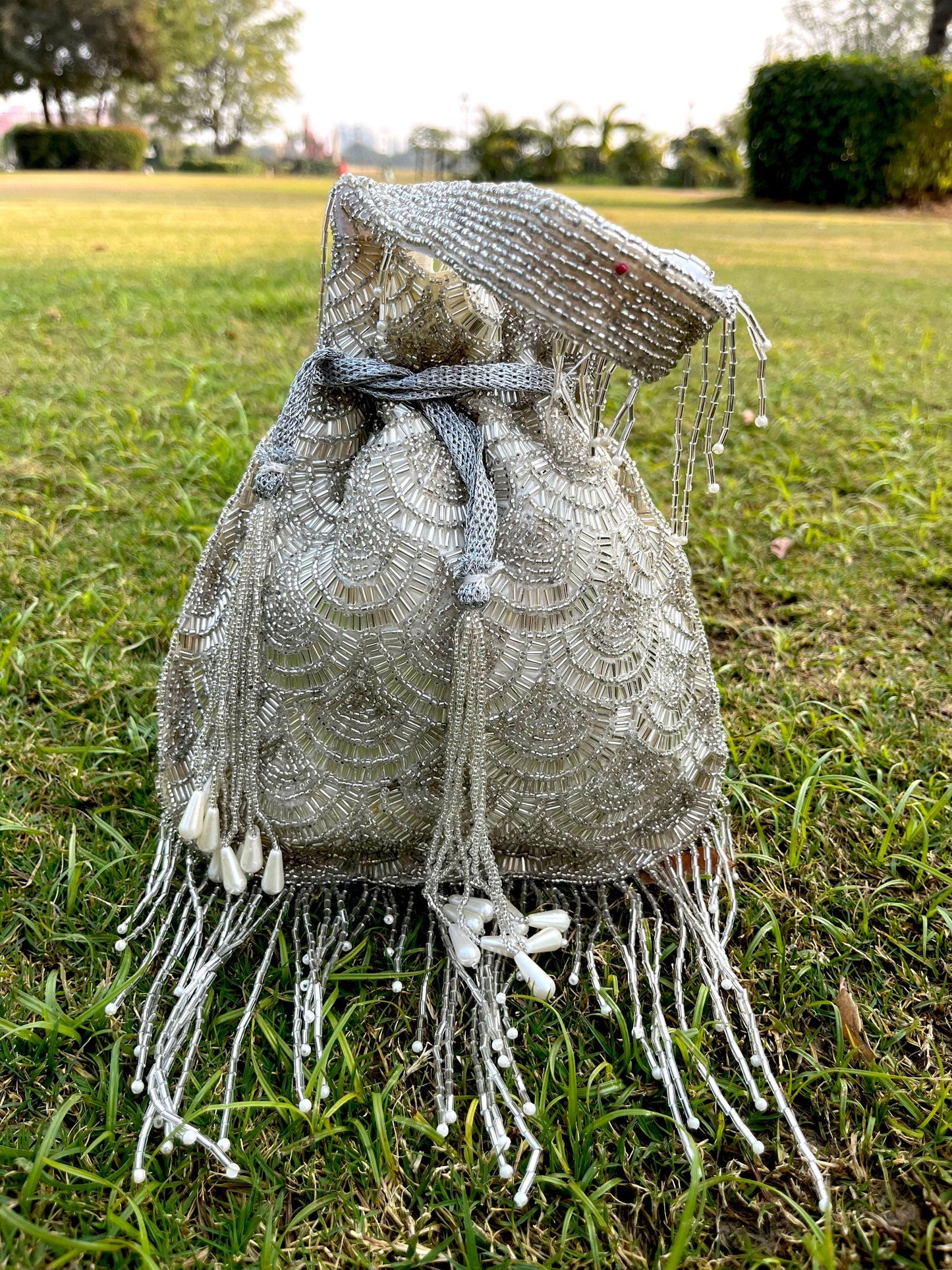 Handcrafted Beaded Potli Bag: Bridal Wedding Wristlet