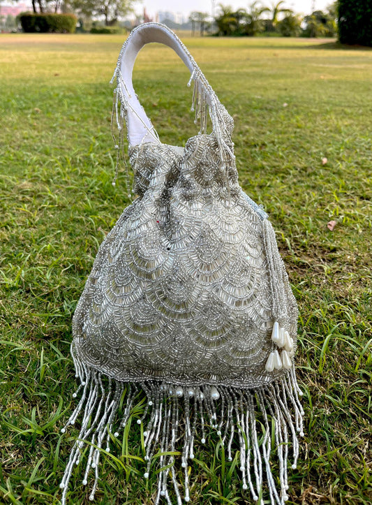 Handcrafted Beaded Potli Bag: Bridal Wedding Wristlet