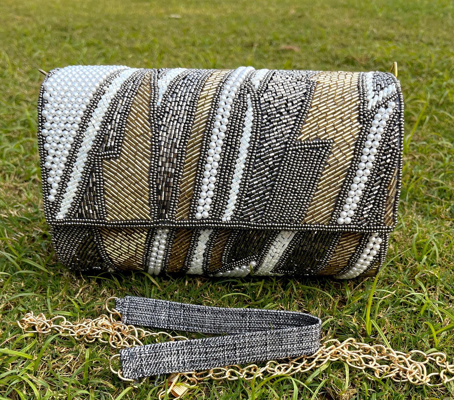 Indian Black Color Beaded Work Box Bag/ Clutch for Wedding/ Party/ Bridal Bag