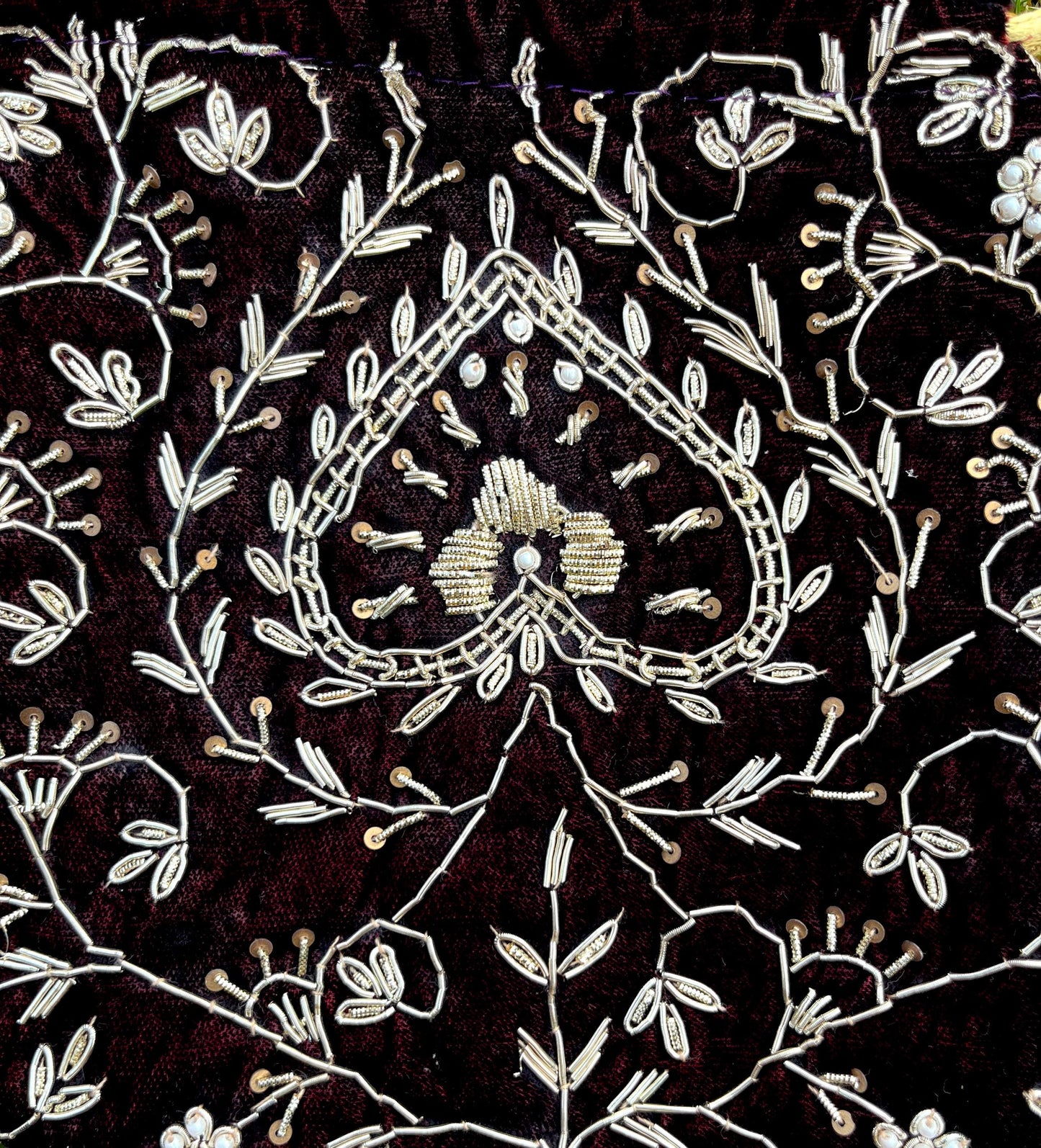 Wine Zardosi Potli Bag: Indian Wedding Favor Bridal Purse