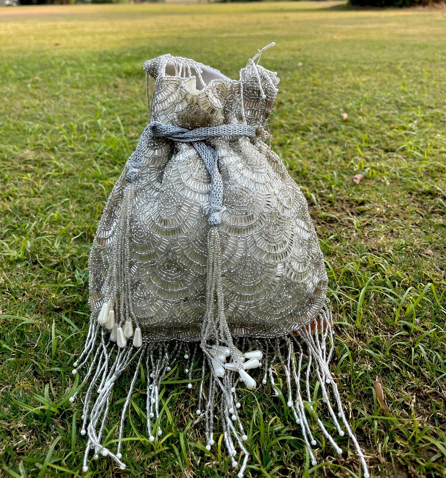 Handcrafted Beaded Potli Bag: Bridal Wedding Wristlet