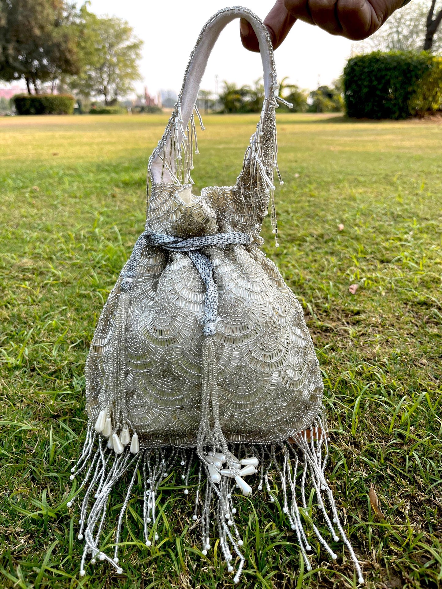 Handcrafted Beaded Potli Bag: Bridal Wedding Wristlet