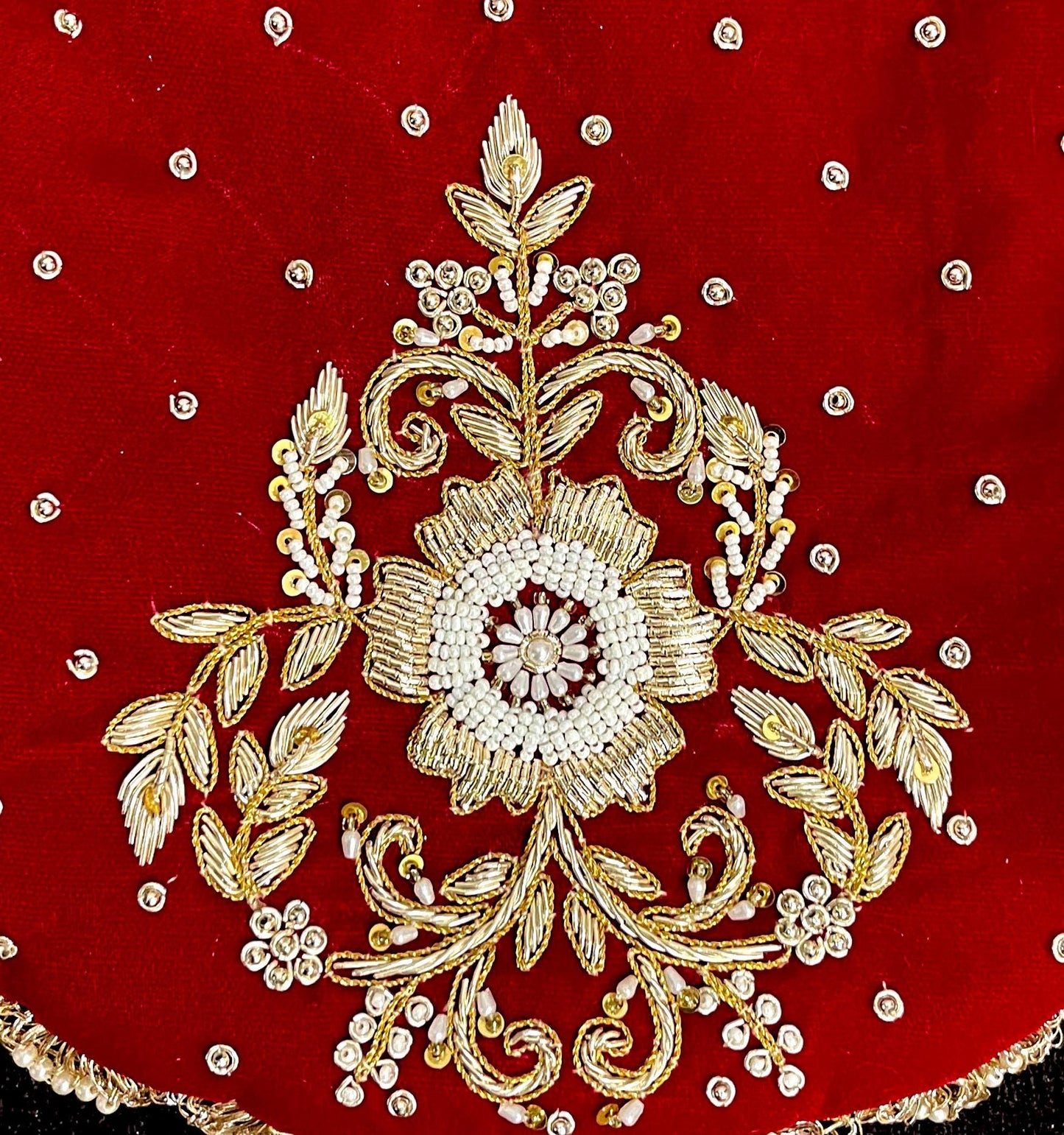 Mahroon Designer Zardosi Work Potli Bag With Drawstring Pattern and Tassels Wedding Favor Party Bridal Potli Purse Batawa Bag Wristlet