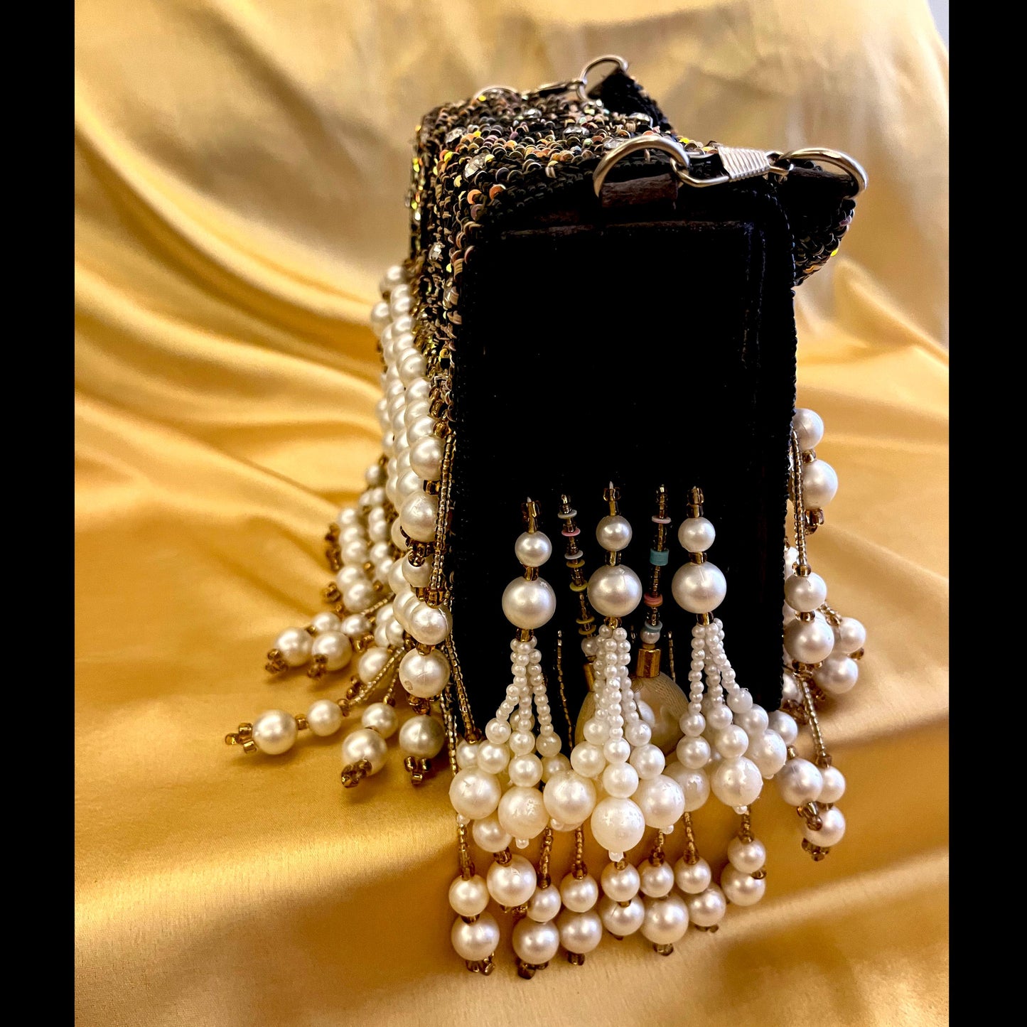 Luxury Black Pearl Beaded Clutch | Handmade Evening Purse | Party & Wedding Bag