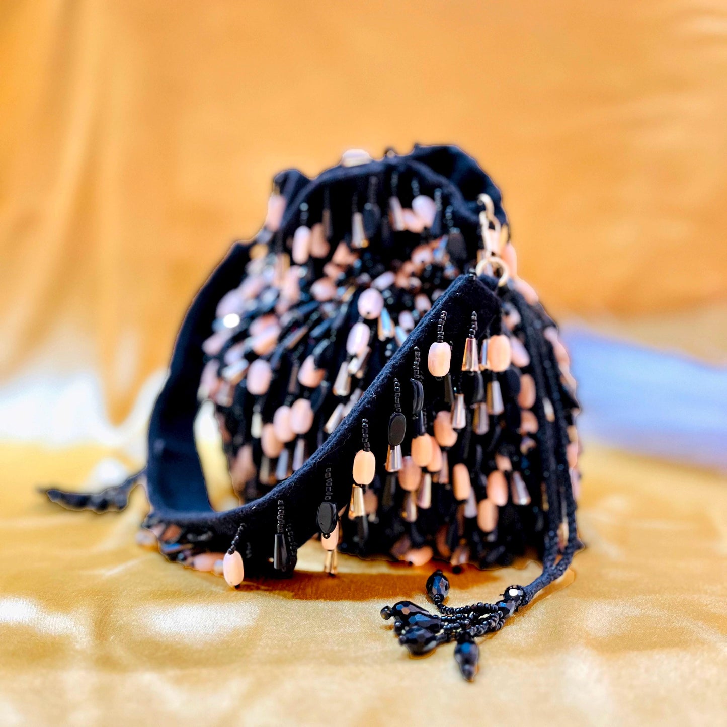 Black Beaded Potli Bag – Handmade Evening Clutch Purse | Beaded Party Bag | Indian Bridal Handbag | Gift for Her | Wedding Guest Accessory