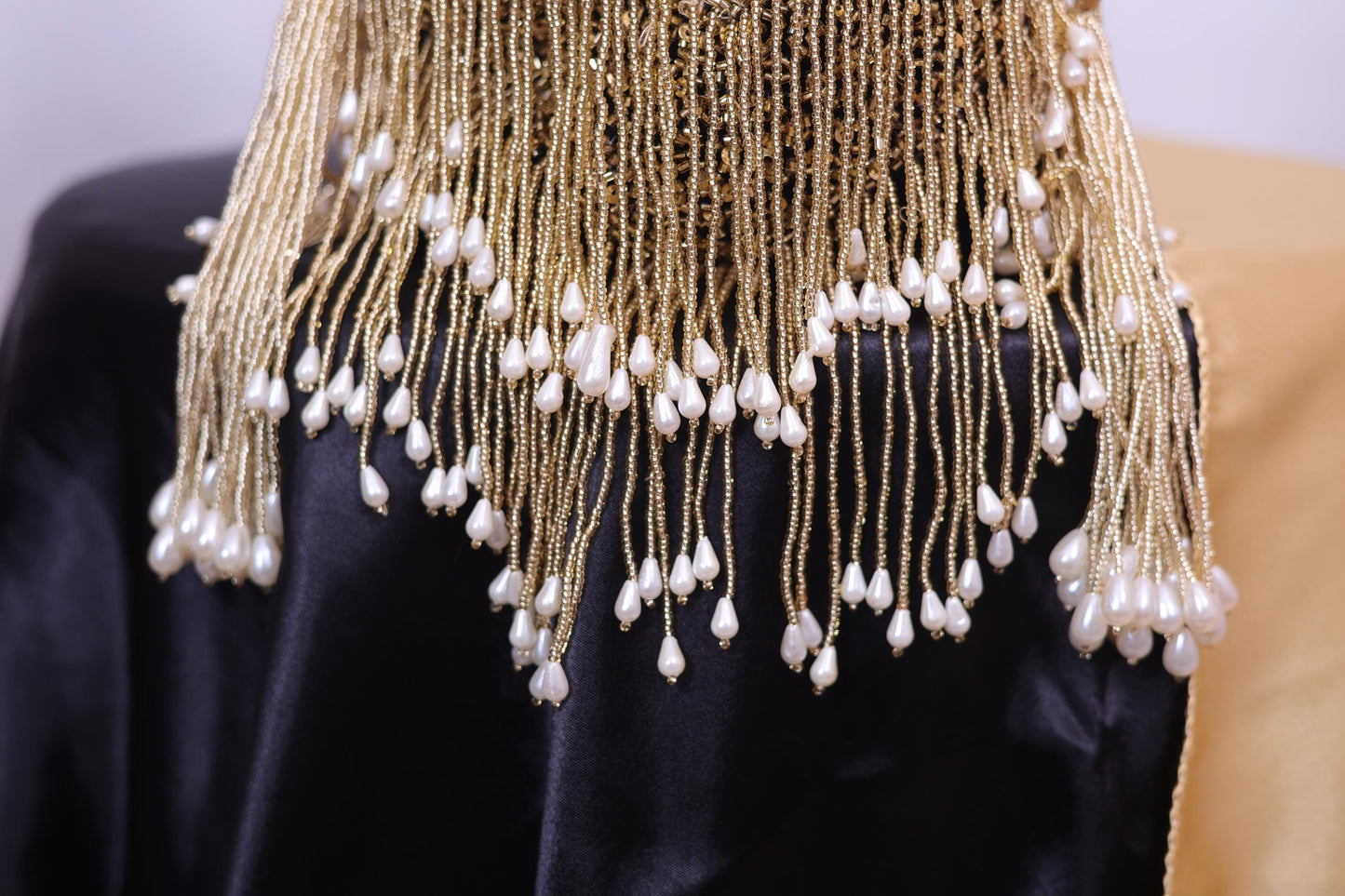 Luxury Gold Beaded Pearl Black Potli Bag | Handmade Bridal Purse | Indian Evening Handbag for Weddings, Parties & Special Occasions